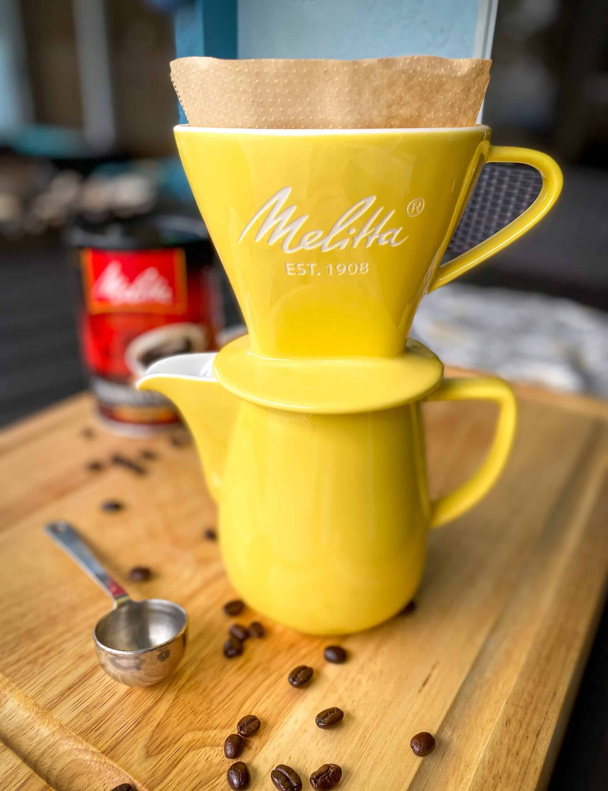 melitta pour over coffee pot yellow
